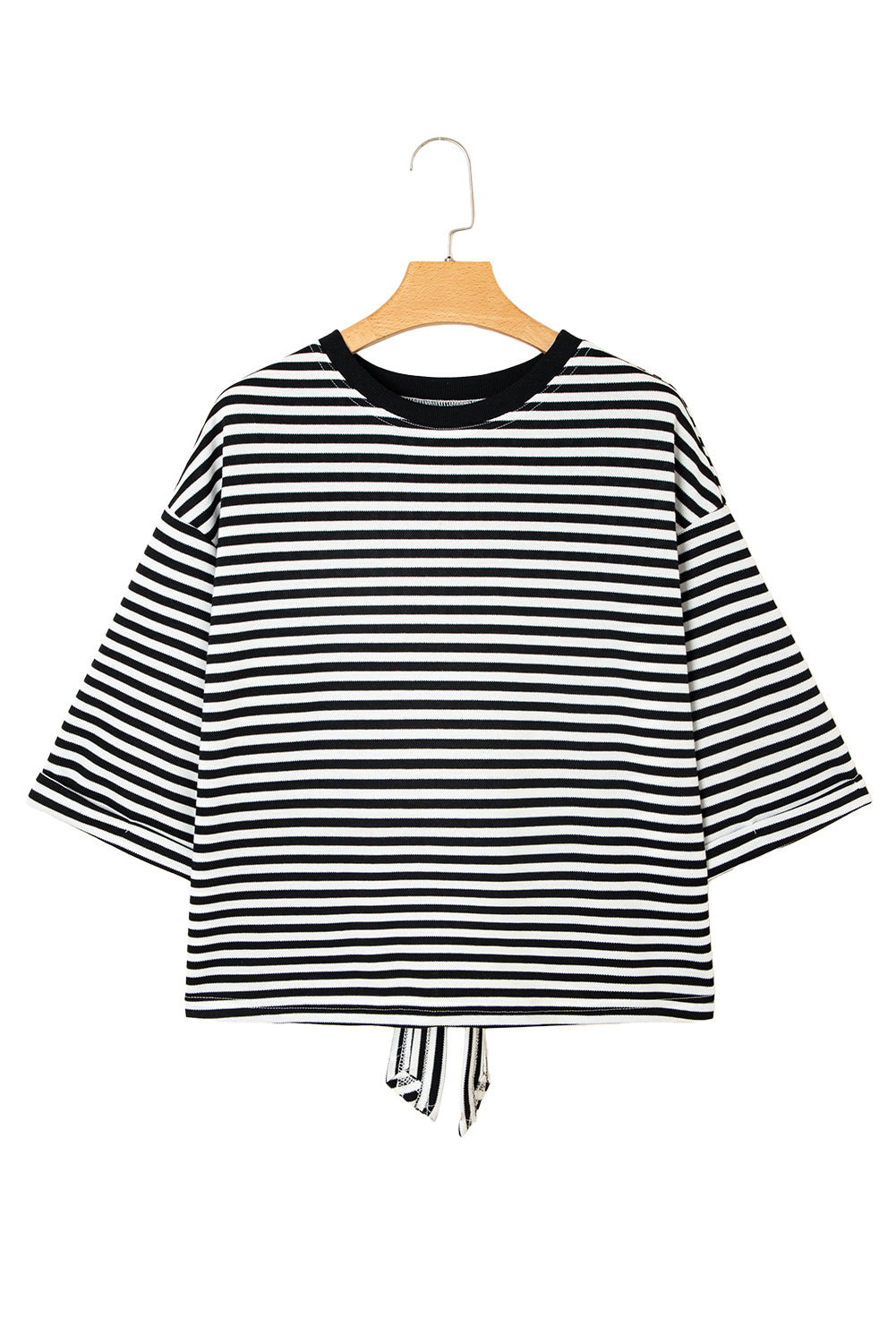 Red Striped Bowknot Backless T-Shirt