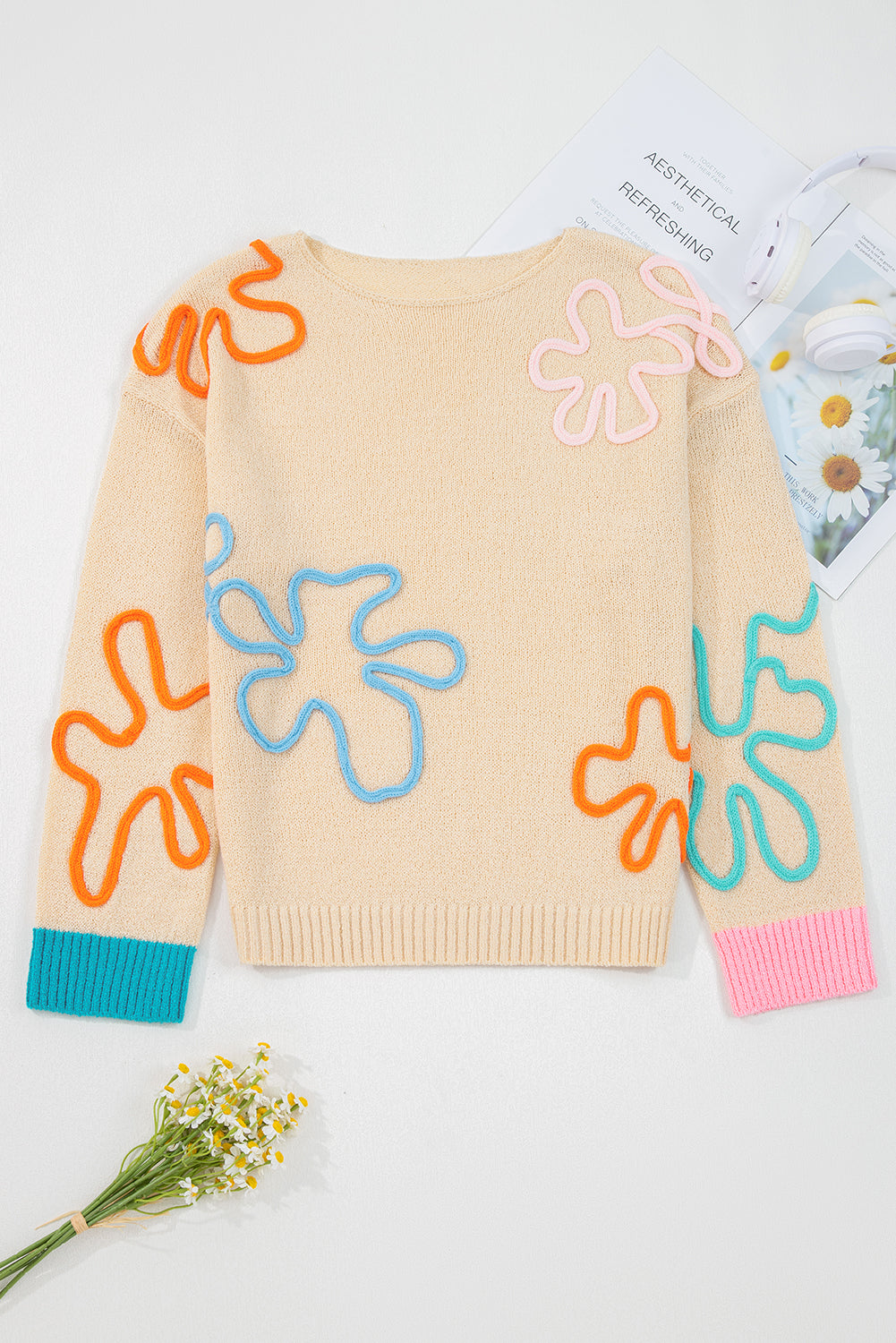 Jet Stream Flower Loose Sweater