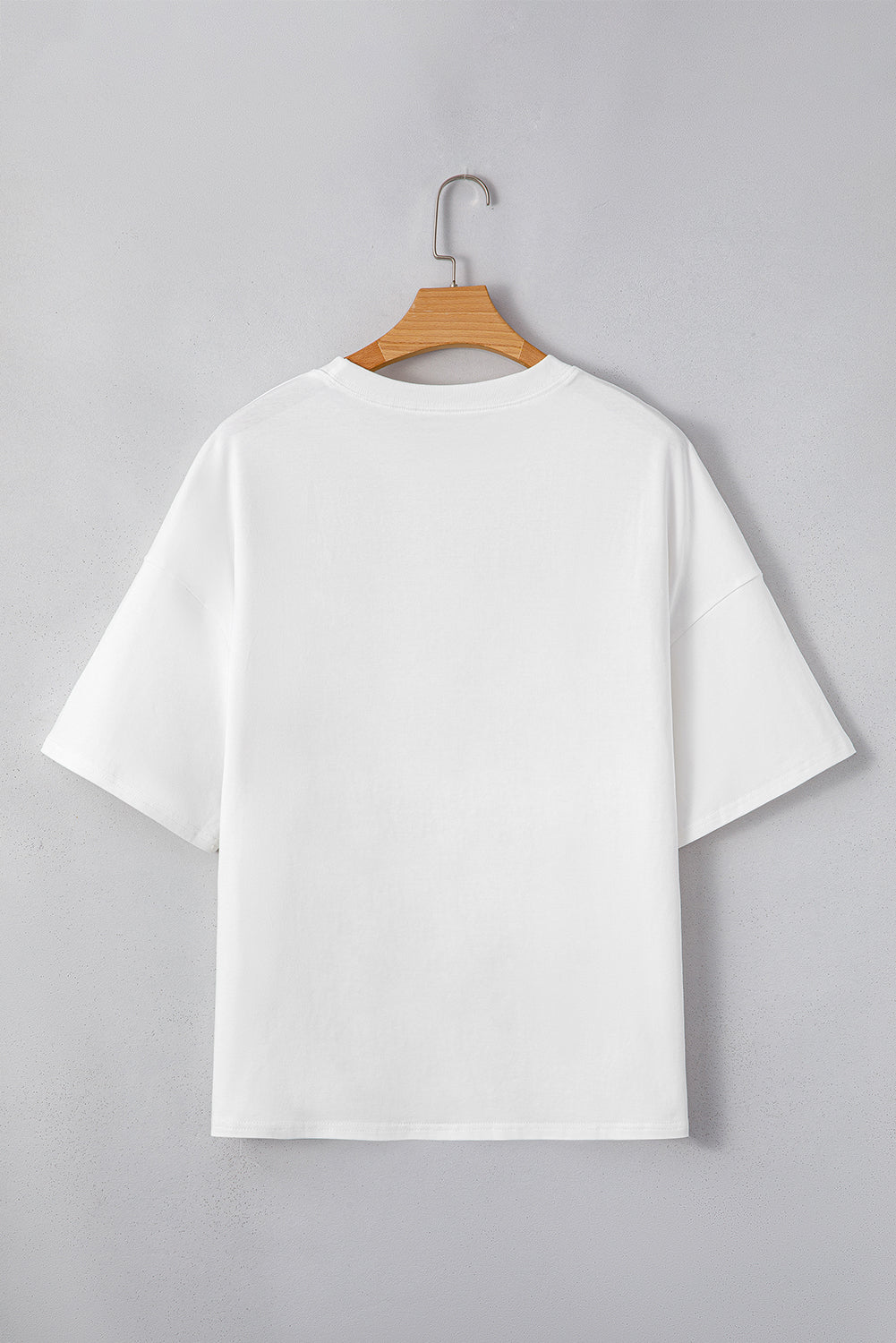 White Star Patched Drop Shoulder Half Sleeve Loose Tee