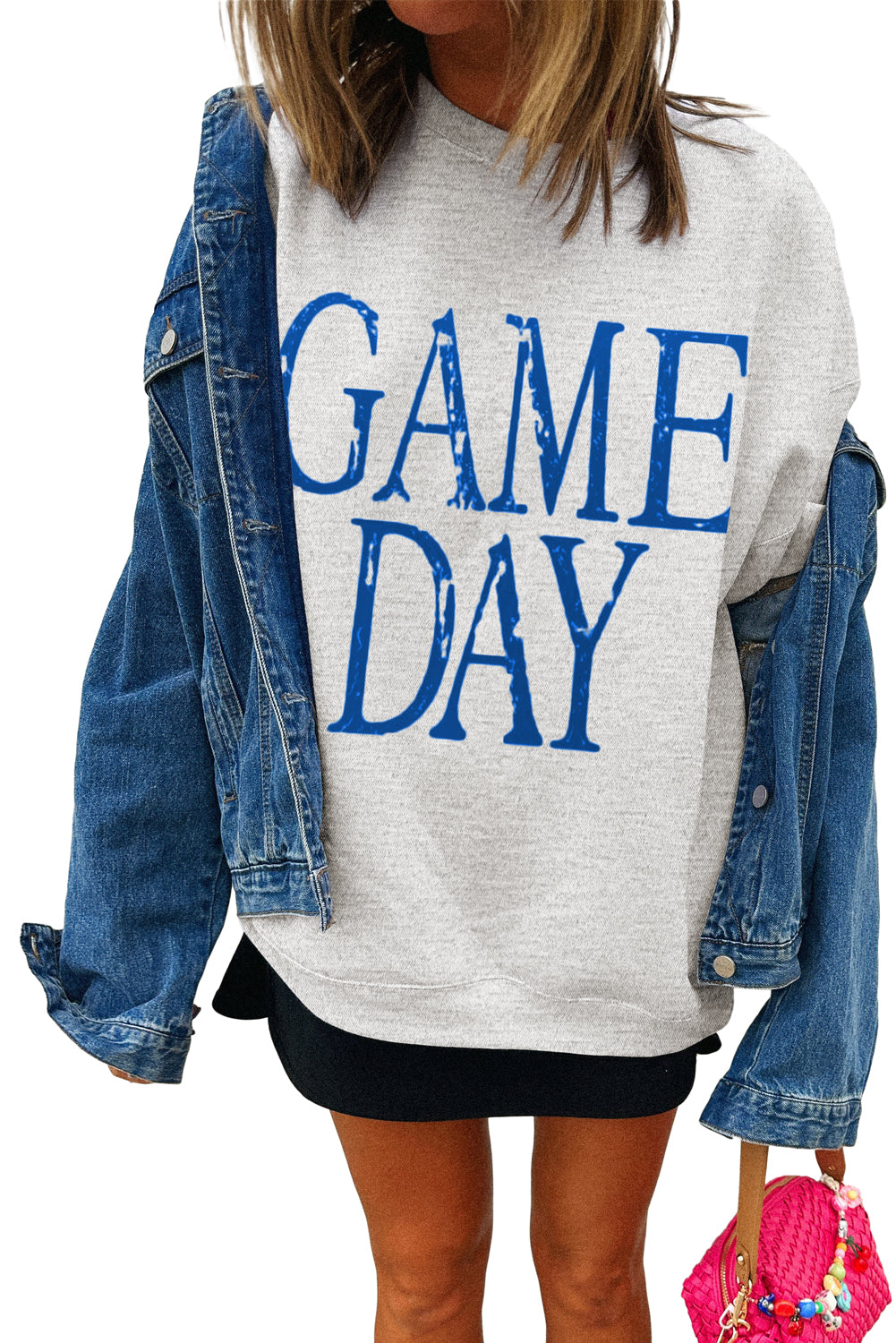 Black GAME DAY Vintage Washed Baggy Sweatshirt