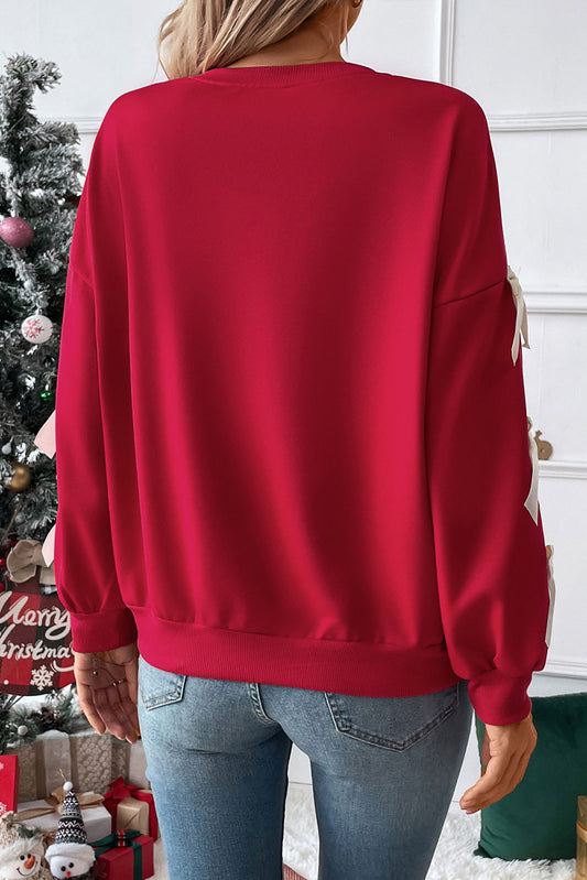 Red Sweet Bowknot Round Neck Sweatshirt