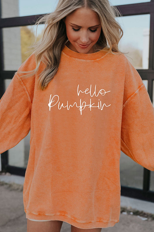 Orange “hello pumpkin” Baggy Sweatshirt