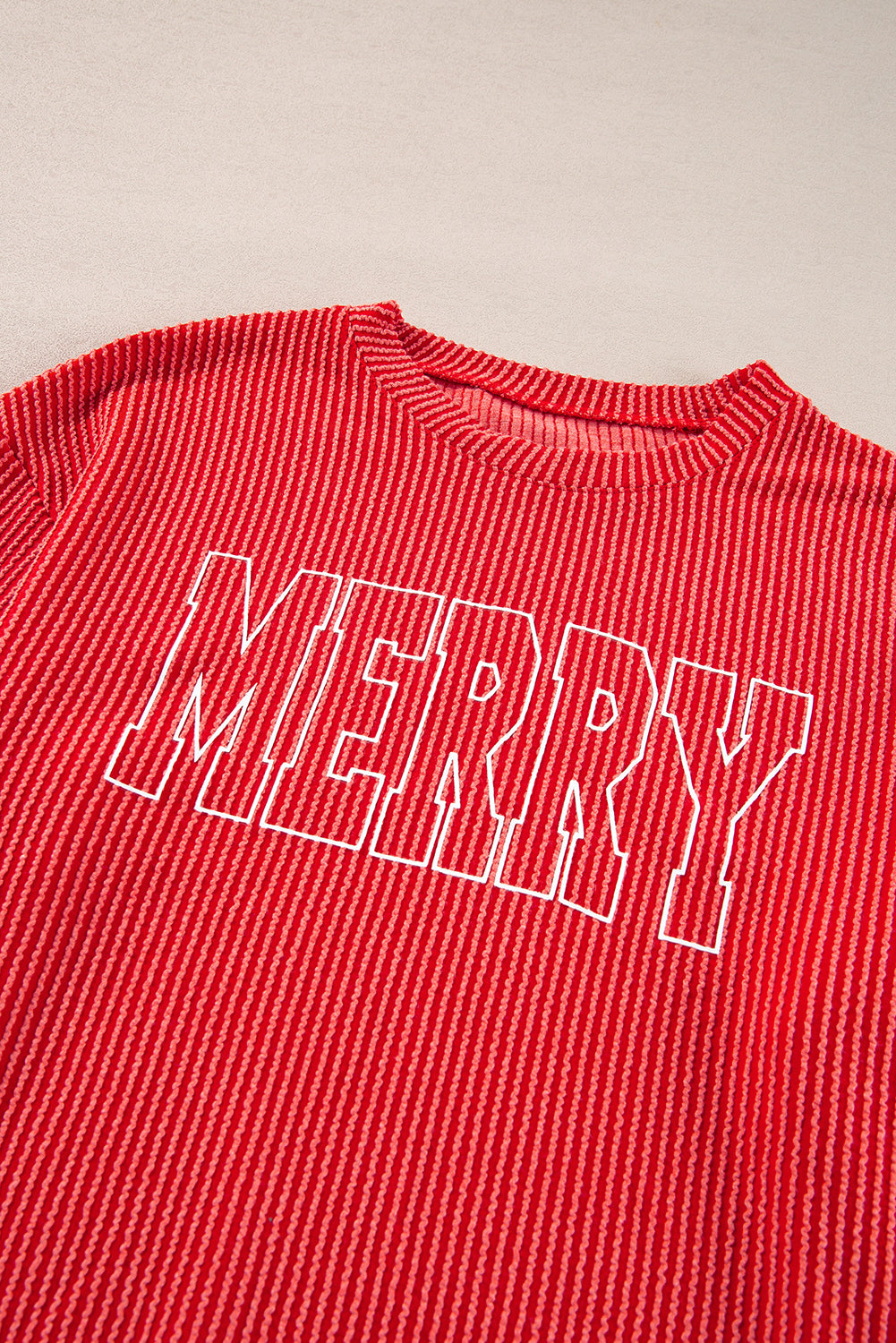 Red MERRY Long Sleeve Top and Shorts Pajama Set