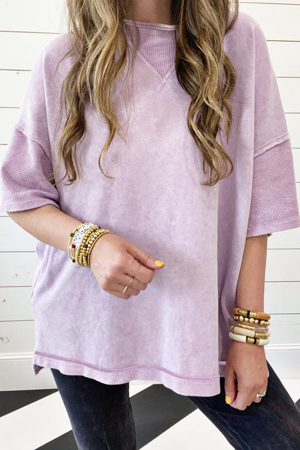 Orchid Petal Drop Shoulder Oversized Tee