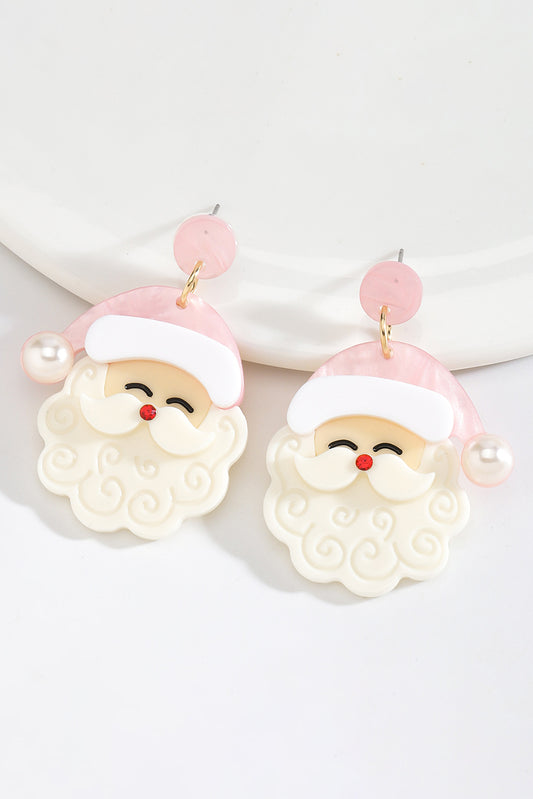 White Bright Cute Santa Christmas Earrings