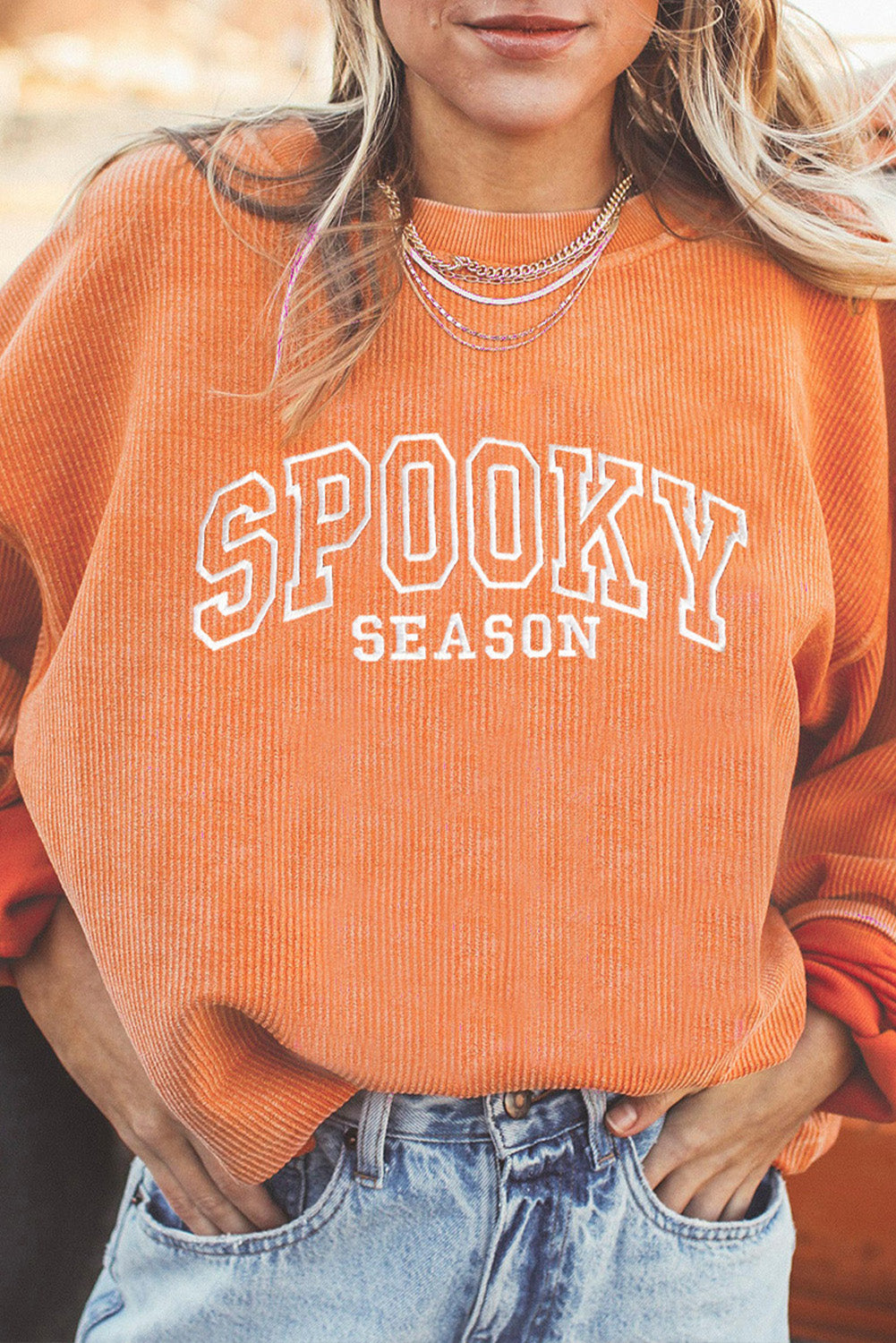 SPOOKY SEASON Graphic Twisted Ribbed Sweatshirt
