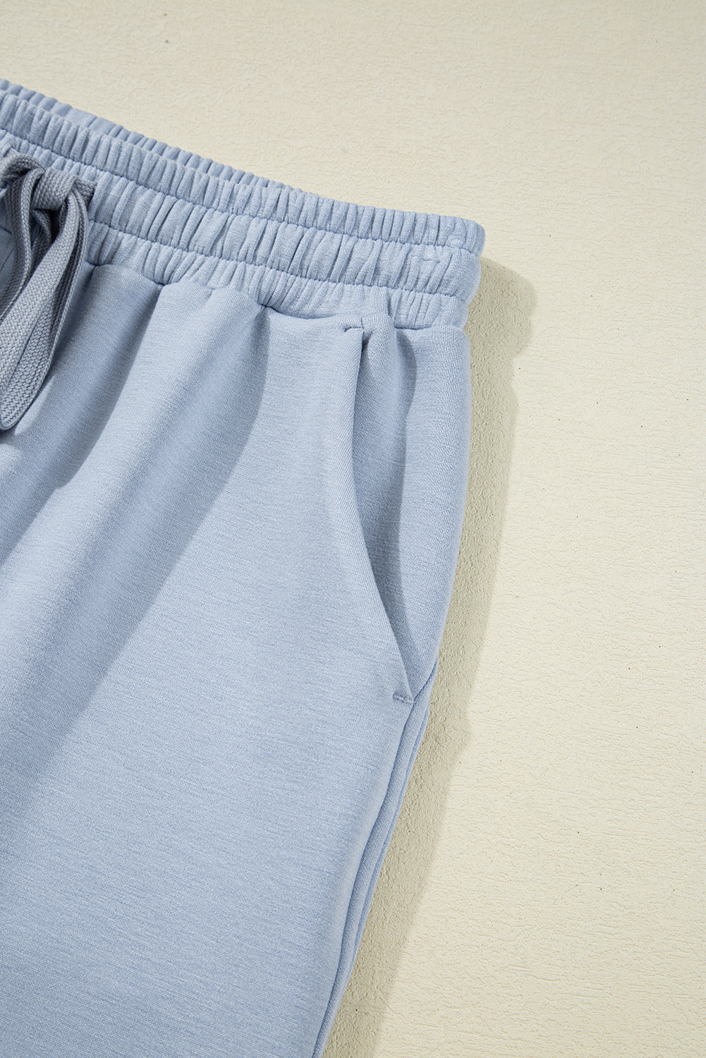Blue Half Zip Thumbhole Sleeve Hoodie Active Pants 2pcs Outfit