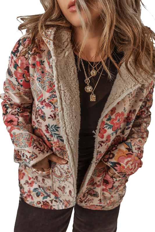 Vintage Paisley Floral Printed Hooded Jacket