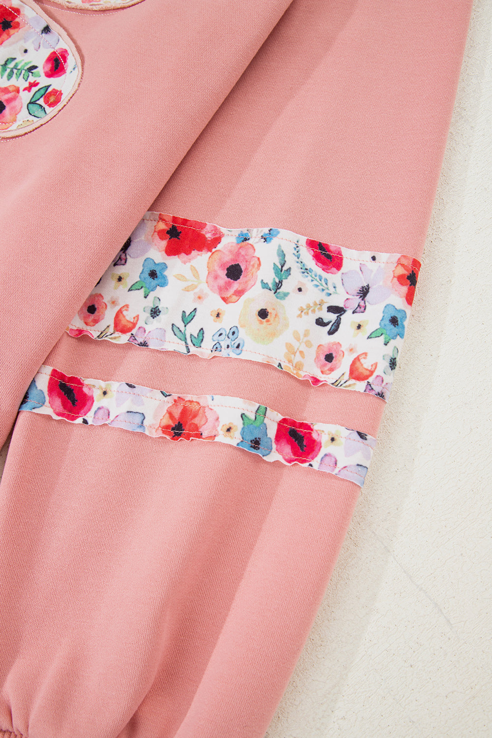Peach Blossom Flower Drop Sleeve Pullover Sweatshirt