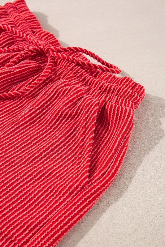 Red MERRY Long Sleeve Top and Shorts Pajama Set