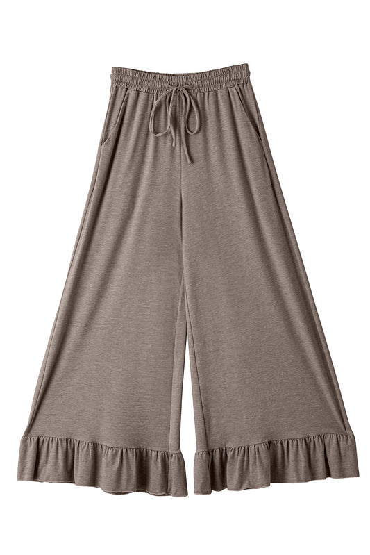 Dune Solid Color Ruffle Wide Leg Pants