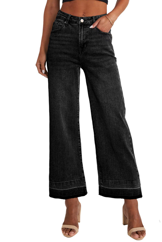 Black Straight Leg Loose High Waist Jeans