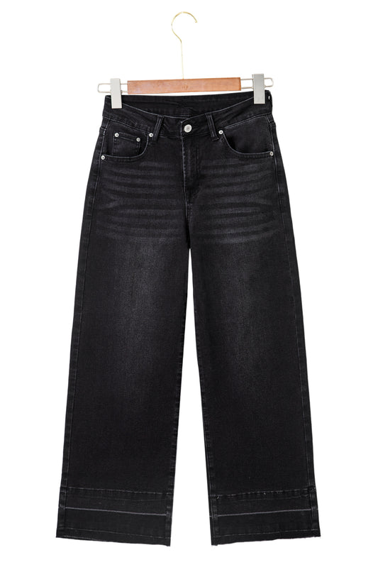Black Straight Leg Loose High Waist Jeans