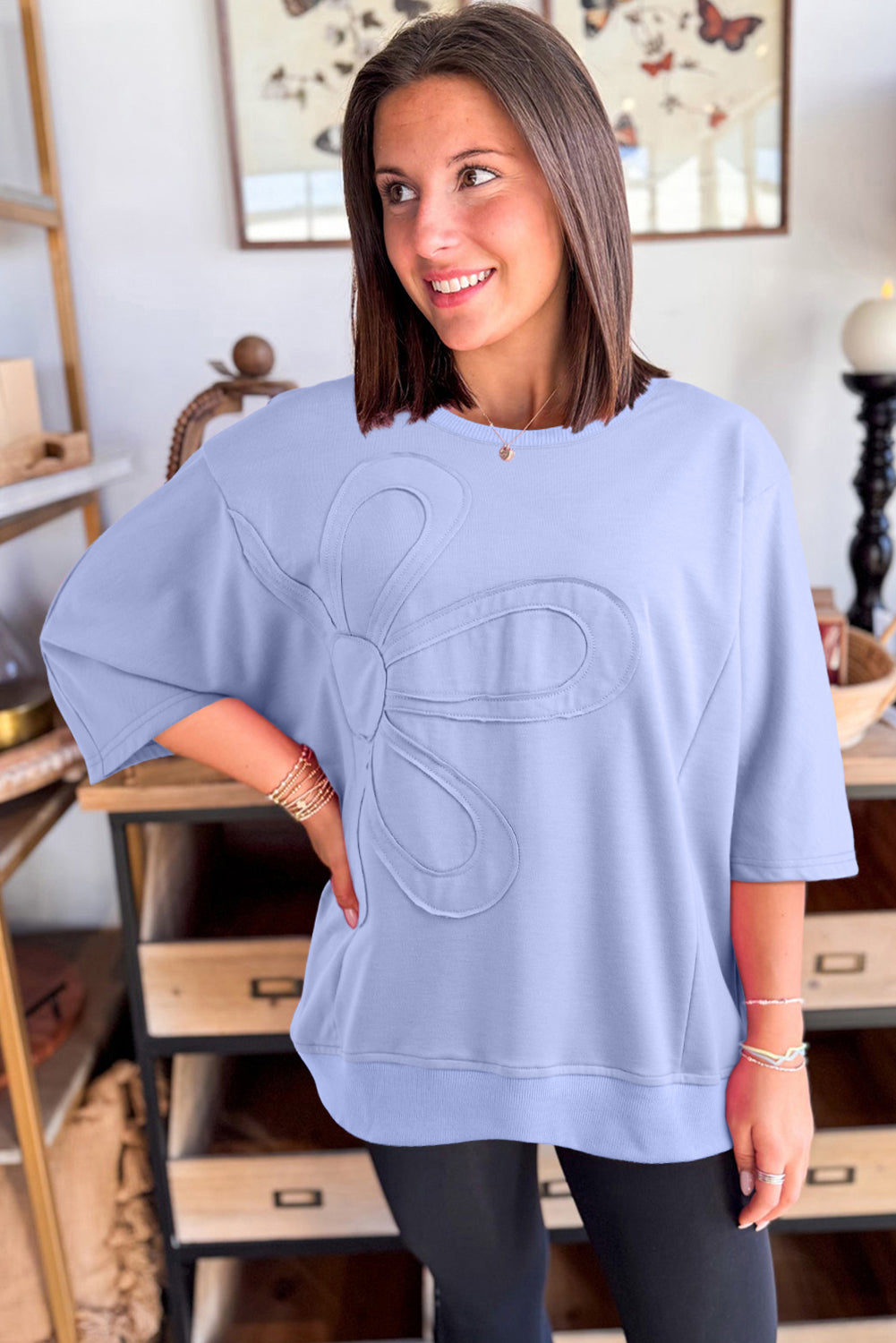 Beau Blue Half Sleeve Tunic Top