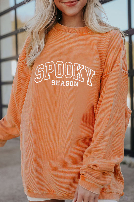 SPOOKY SEASON Graphic Twisted Ribbed Sweatshirt