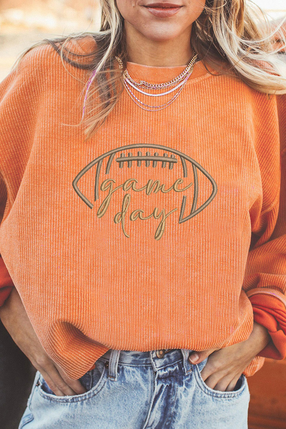 Black Football Drop Shoulder Game Day Sweatshirt