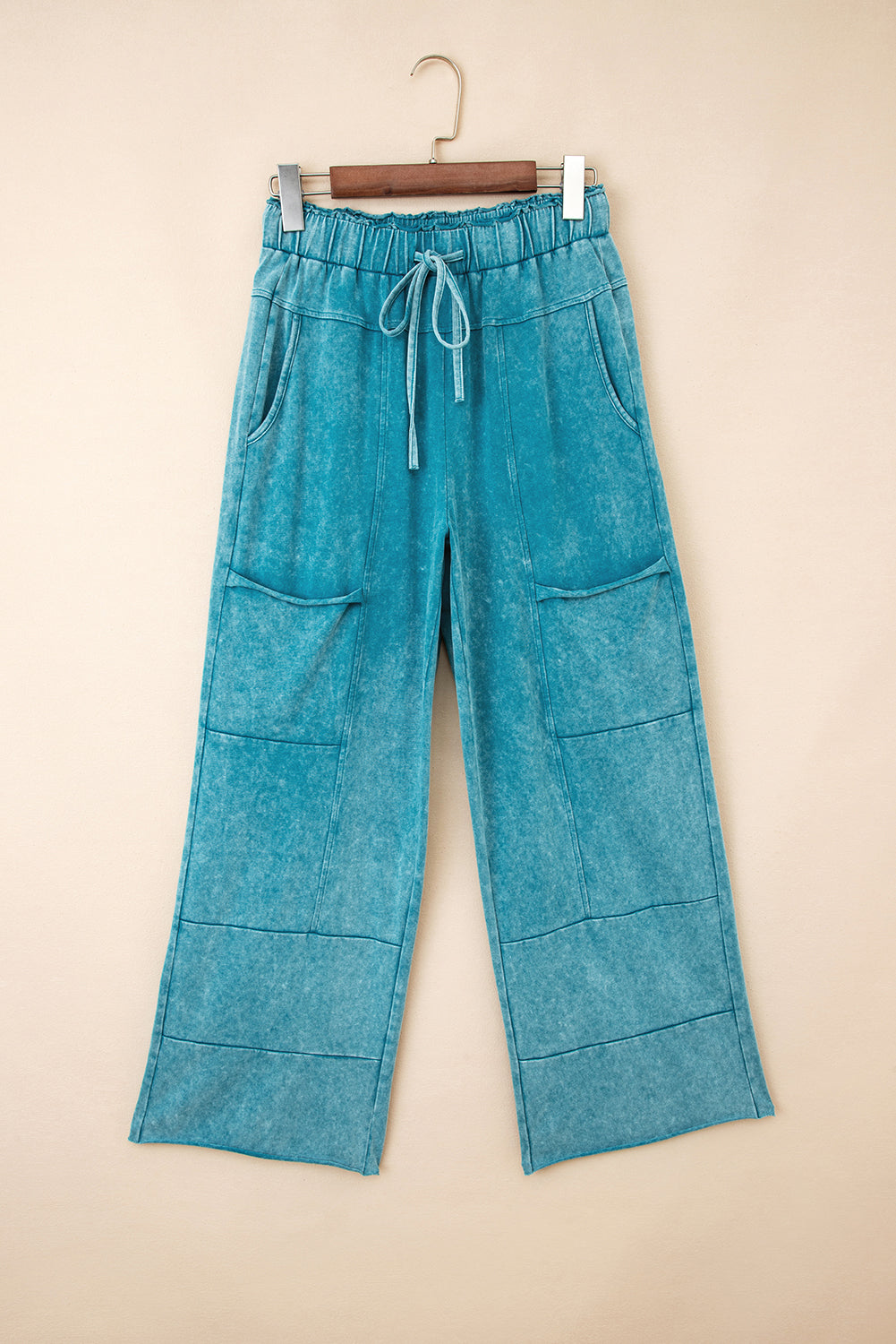 Lapis High Waist Raw Hem Pants