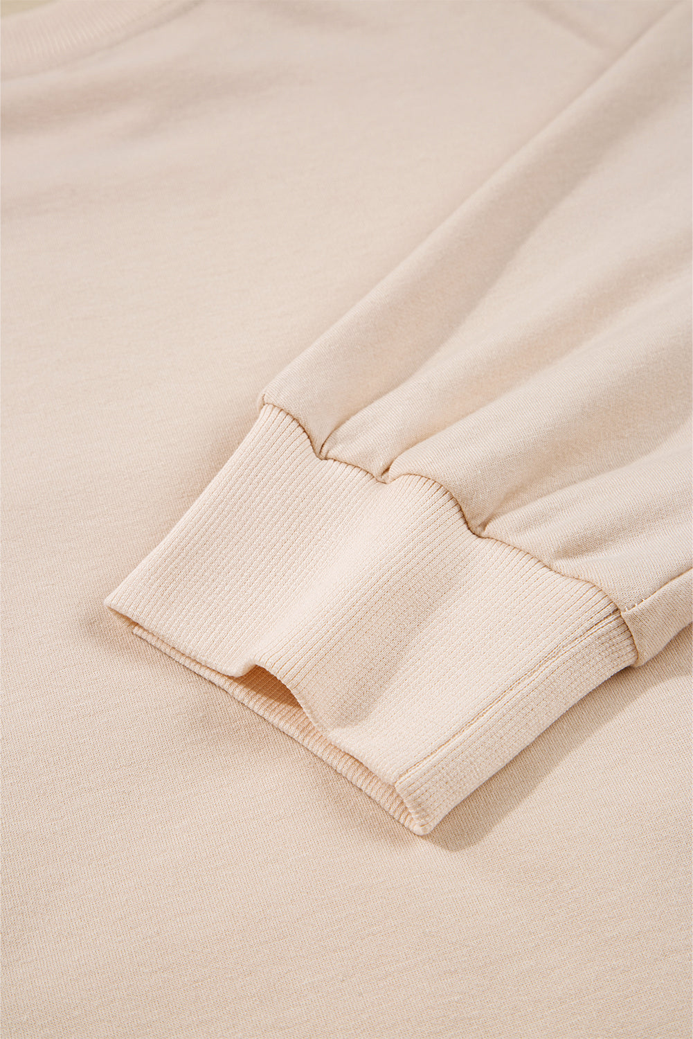 Beige Flower Patch Drop Shoulder Long Sleeve