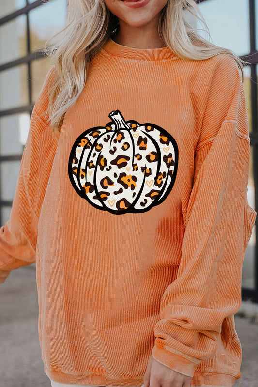 Orange Leopard Pumpkin Graphic Sweatshirt