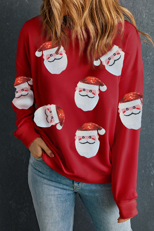 Red Sequins Santa Claus Christmas Sweatshirt