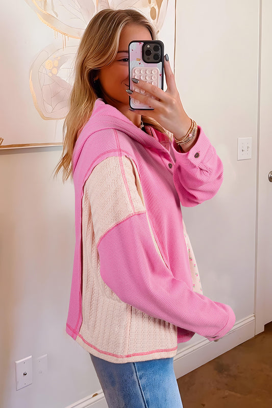 Pink Hooded Oversized Pullover