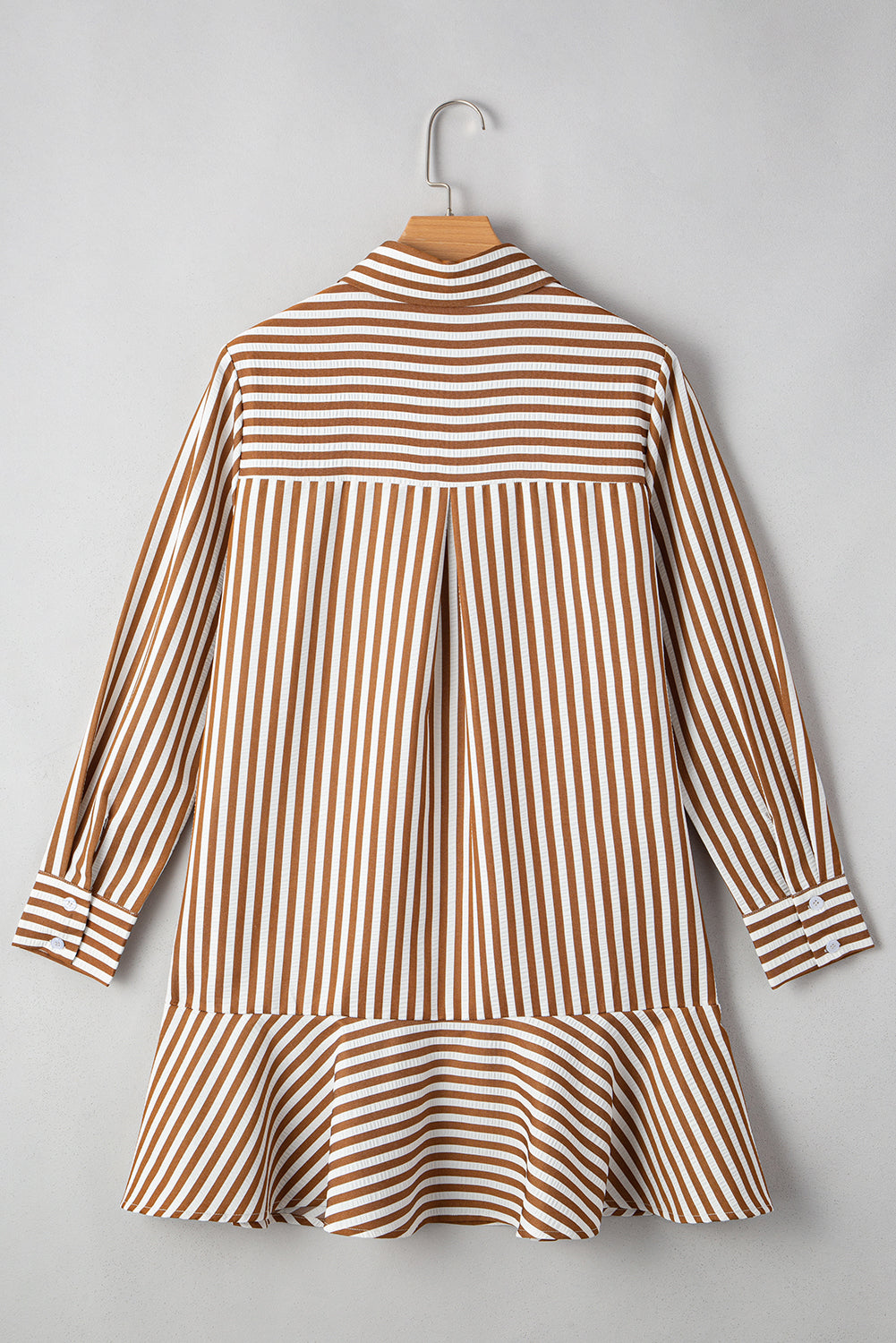 Brown Long Sleeve Shirt Mini Dress