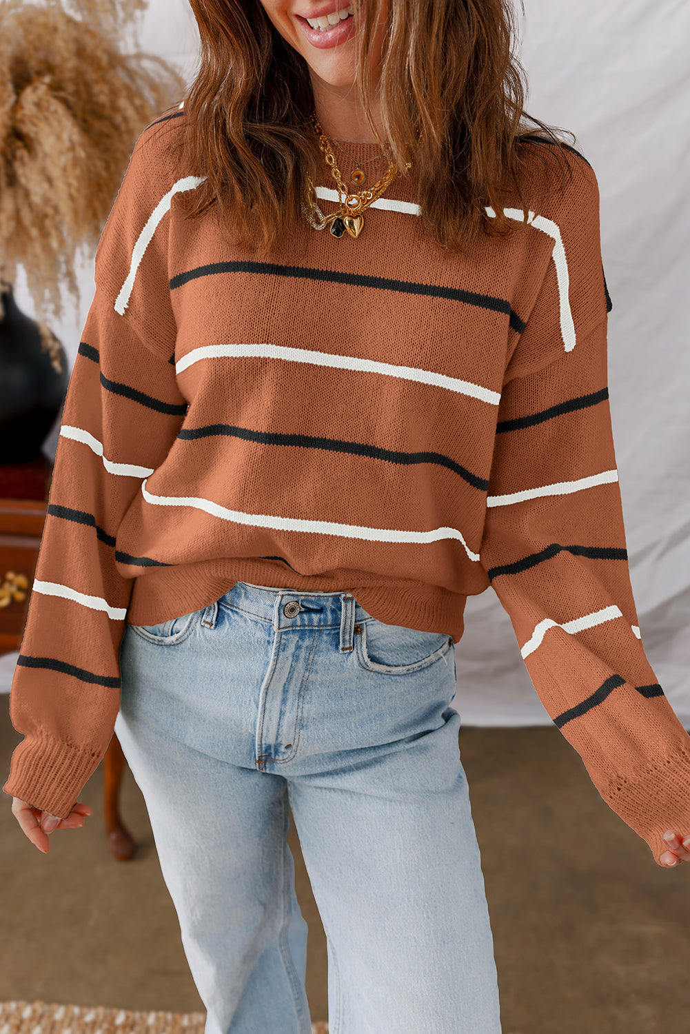 Brown Striped Sweater