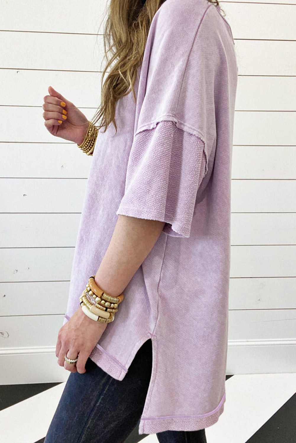 Orchid Petal Drop Shoulder Oversized Tee