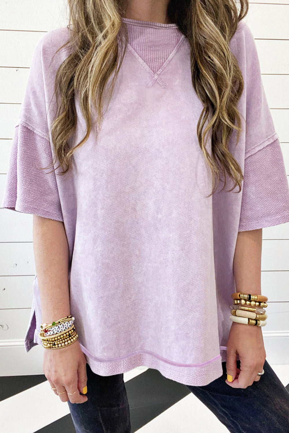Orchid Petal Drop Shoulder Oversized Tee