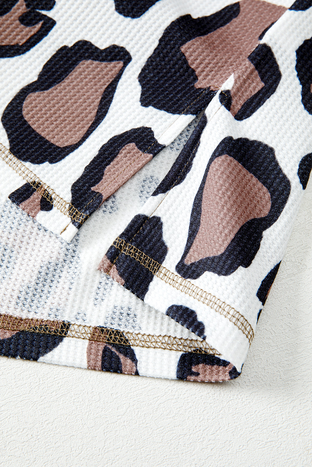 Apricot Leopard Zip Up Drop Shoulder Hoodie