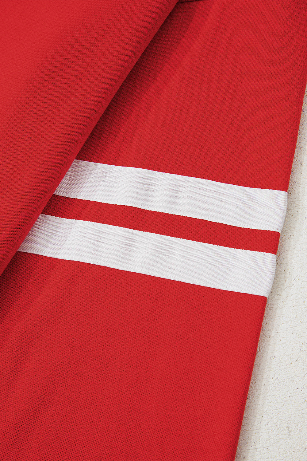 Red Glitter Baseball Patched Drop Shoulder Varsity Sweatshirt