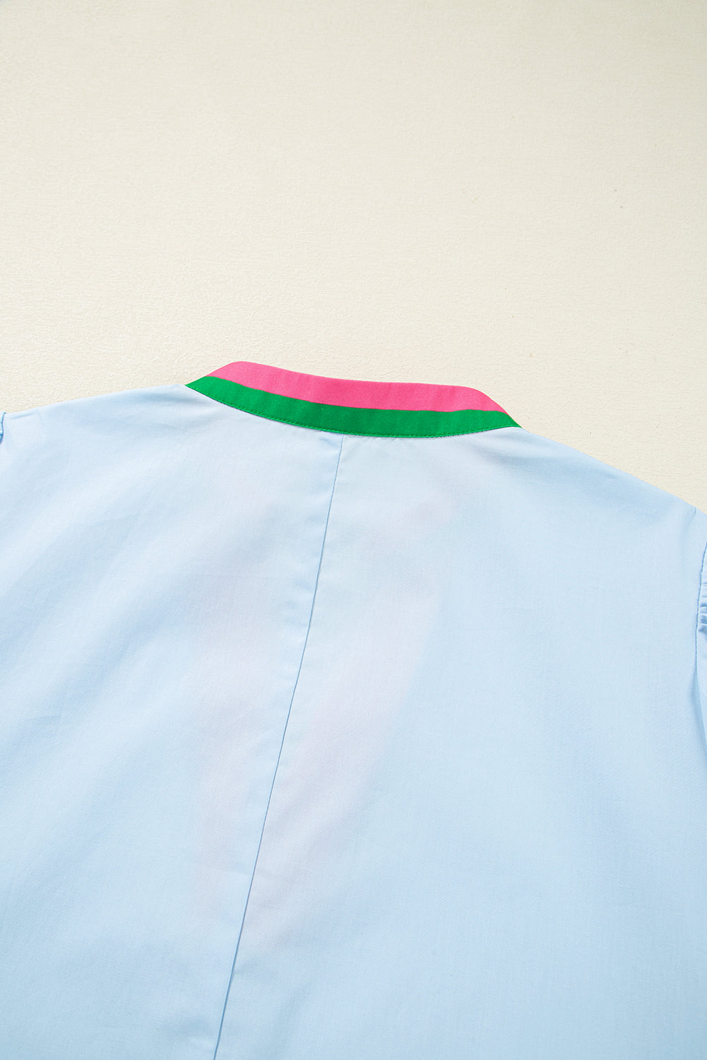 Striped Pop of Color V Neck Puff Sleeve Mini Dress