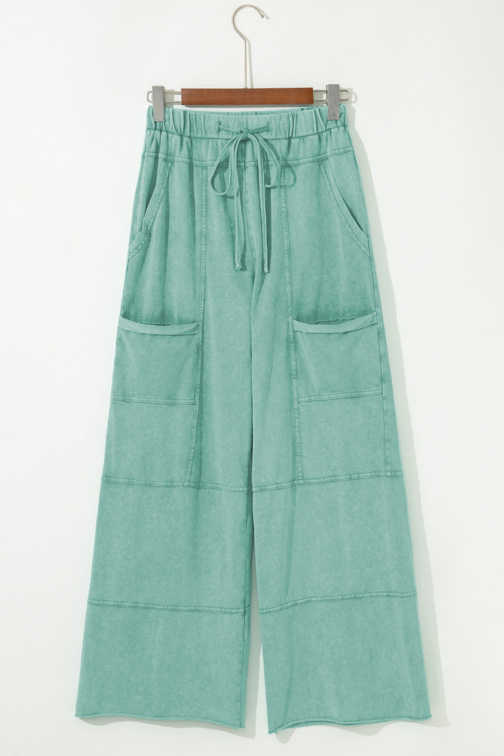Black Exposed Seam Wide Leg Pants