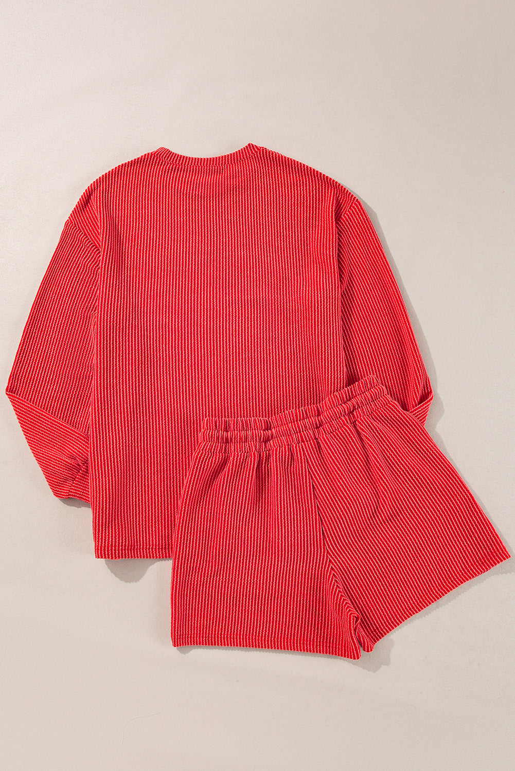 Red MERRY Long Sleeve Top and Shorts Pajama Set