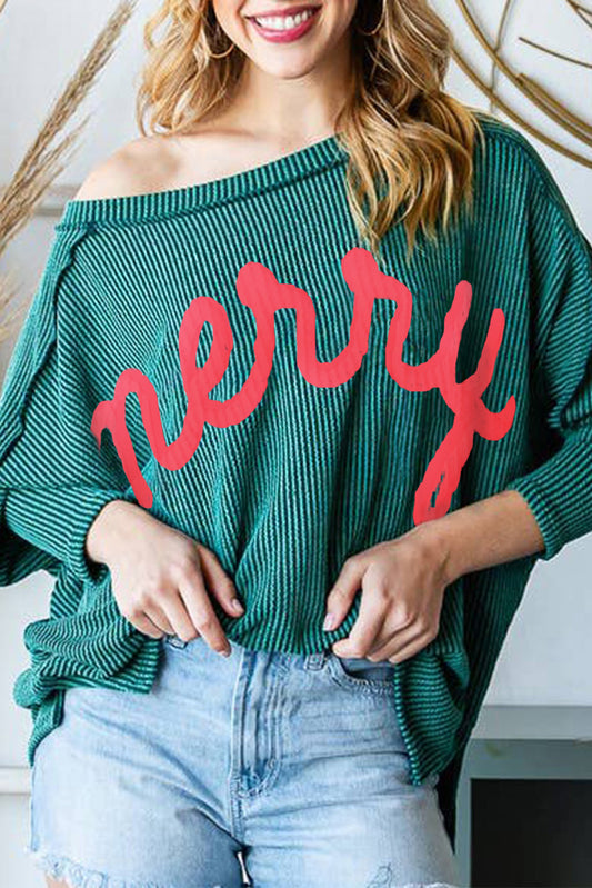 Green Merry Christmas Top