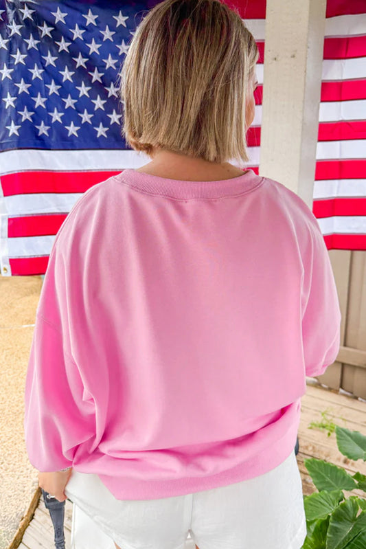 Pink Floral USA Map Sweatshirt