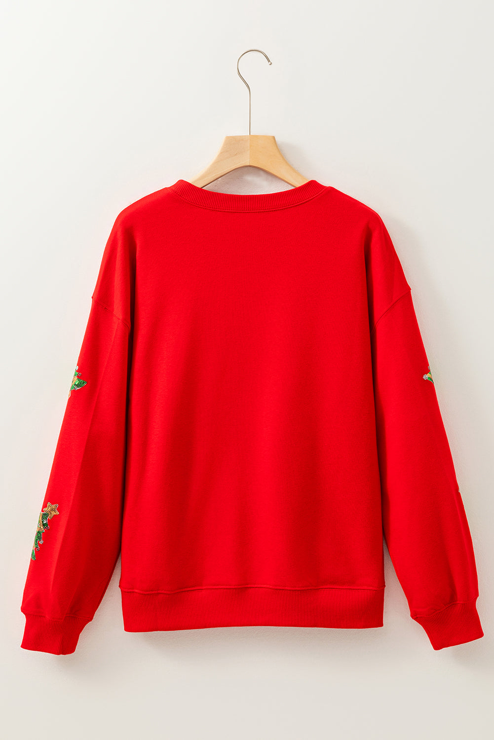 Red Christmas Tree Graphic Drop Shoulder Sweatshirt