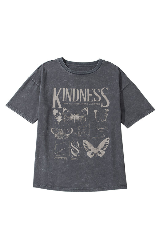 Dark Grey Kindness Butterflies Loose Tee