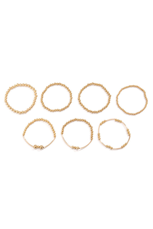 Gold Beaded Stackable Bracelet Set