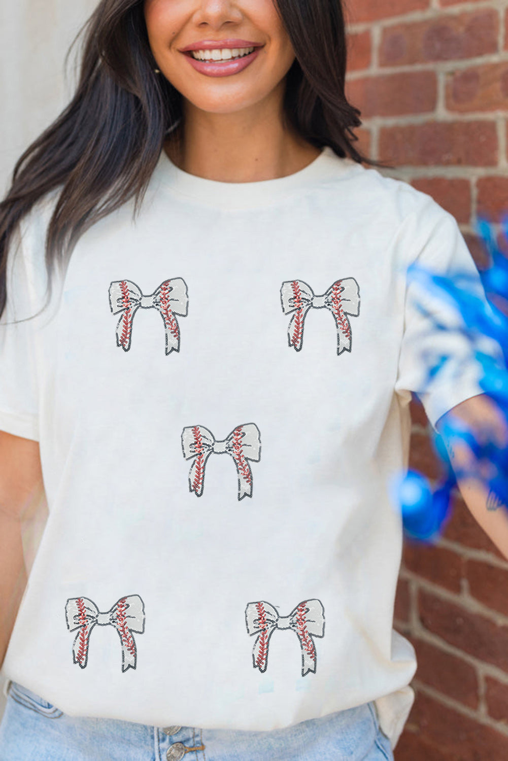White Game Day Crewneck T Shirt