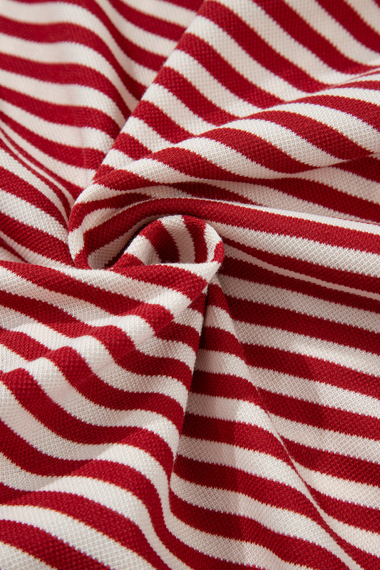 Red Striped Bowknot Backless T-Shirt