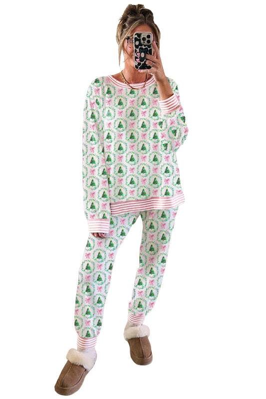 Christmas Tree Print 2pcs Lounge Set