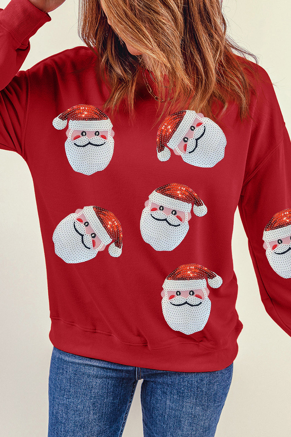 Red Sequins Santa Claus Christmas Sweatshirt