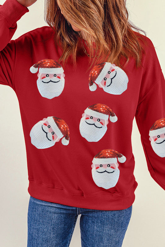 Red Sequins Santa Claus Christmas Sweatshirt
