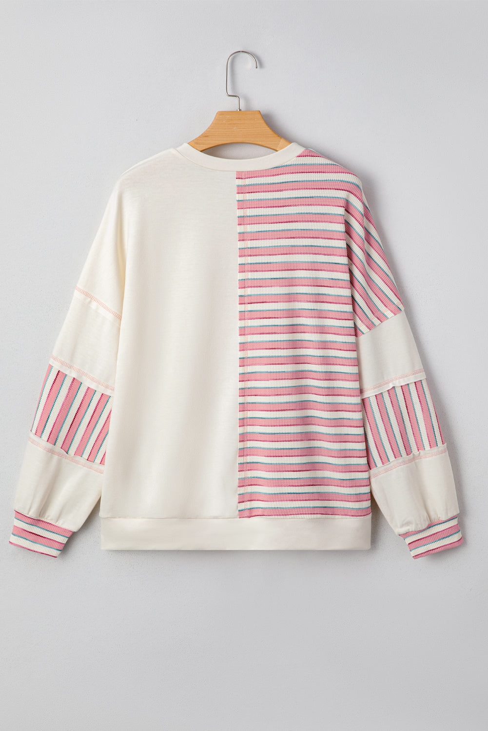 Pink Striped Oversized Pullover Top