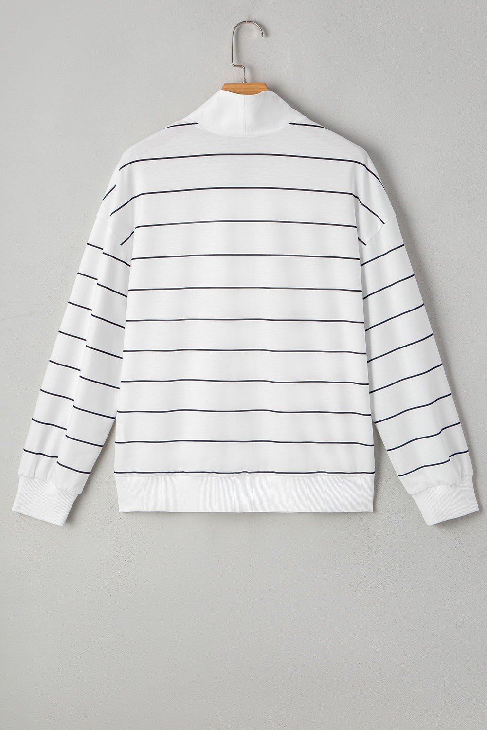 Red Striped Zipper V-Neck Drop Sleeve Top