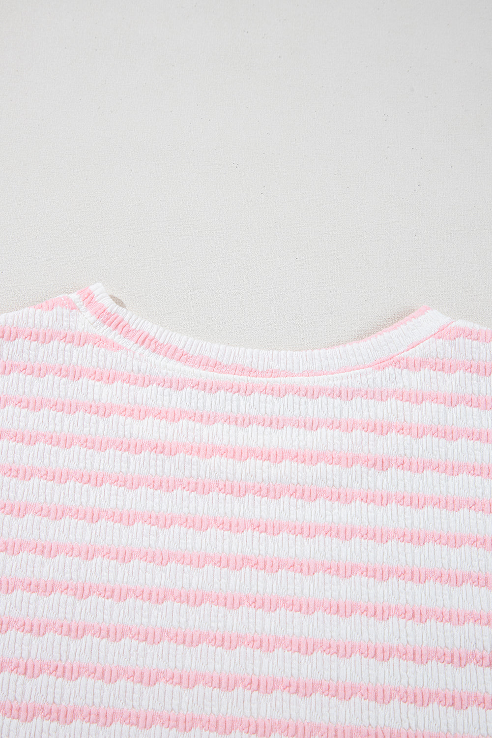 Pink Striped Short Sleeve Top and Pocket Shorts Set