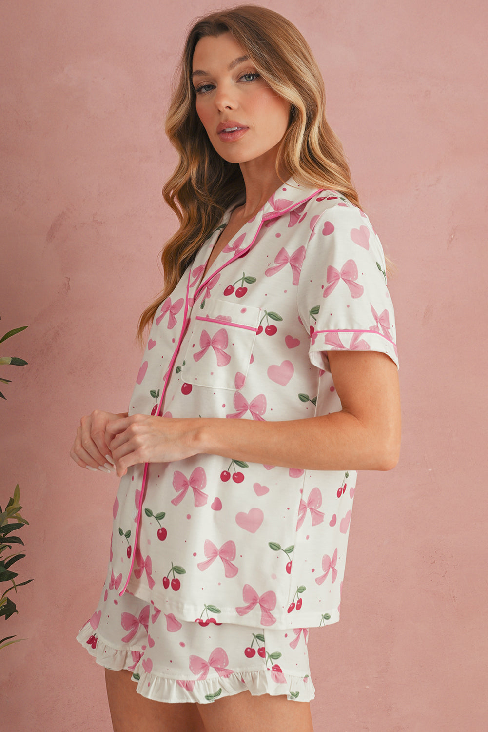 Cherry Print Pajama Set