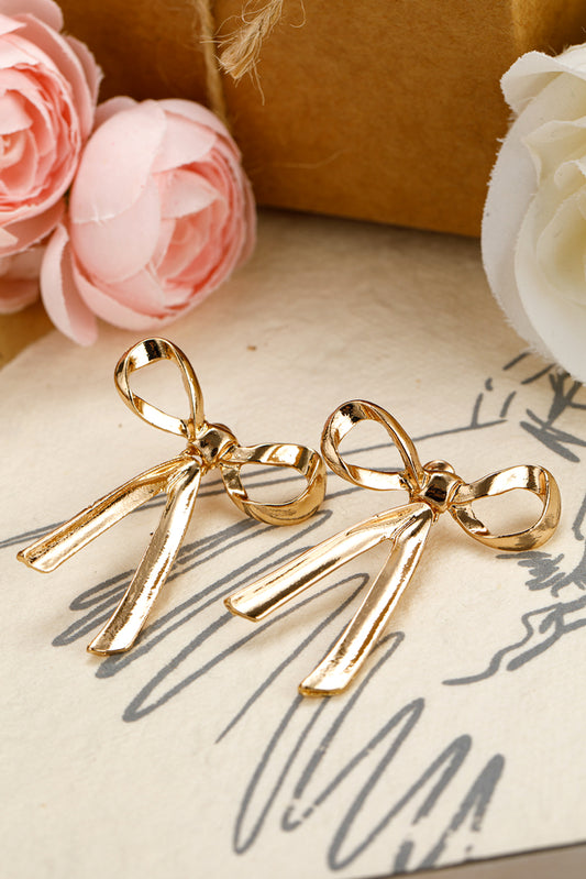 Gold Bowknot Alloy Minimalist Earrings