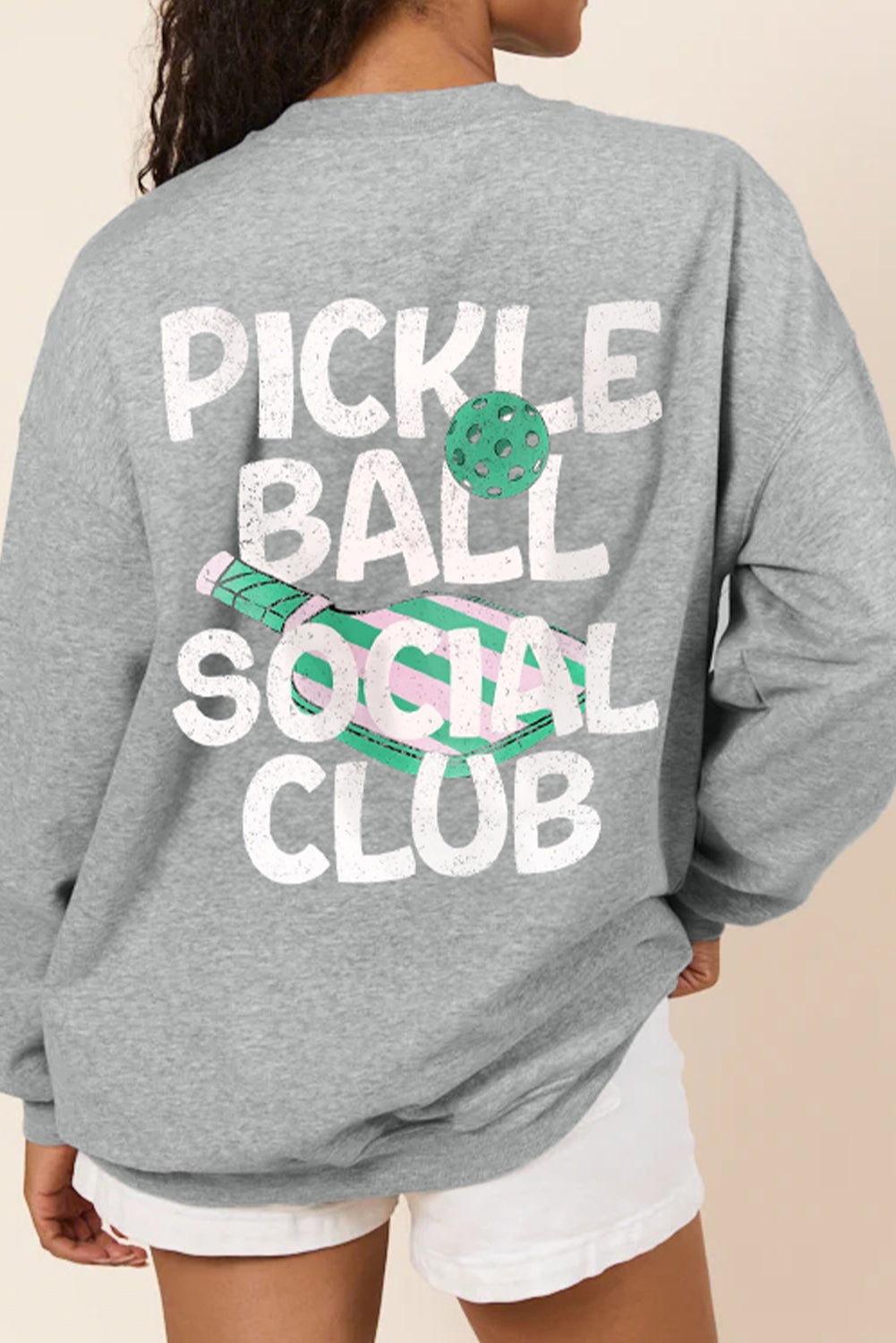 Gray PICKLE BALL SOCIAL CLUB Game Day Graphic Sweatshirt